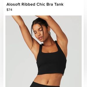 Alosoft Ribbed Chic Bra Tank, Rich Navy, M